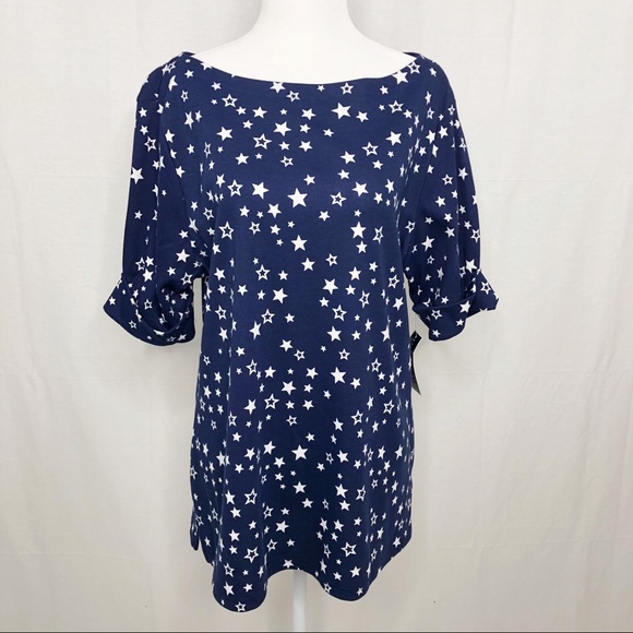 Karen Scott Tops - NWT Karen Scott Short Sleeve Tunic Star Top, XL
